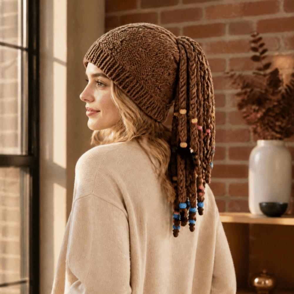 Colorful Bead Tassels Reggae Dreadlocks Wig Handmade Jamaican Knitted Beanies Wig Nightclub Bar
