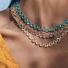 Handmade Bohemian Fashion Crystal Beaded Stainless Steel Choker 18K Gold Plated Colorful Bead Necklace Women Daily Party Jewelry