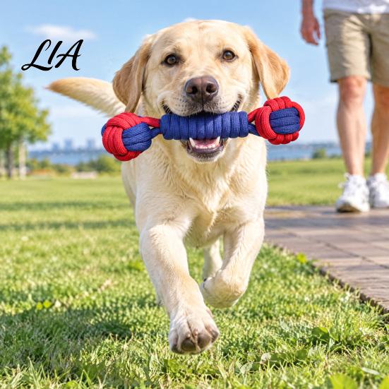Thoughtful Gifts for Dog Lovers Woven Braided Rope Toy, Durable Cotton Knotted Chew Aggressive Essential Supplies New Pets Interactive Tug-of-War Ring