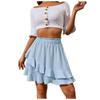 Women's Summer High Waist Ruffle Skirt Cute Flowy Skirt Casual Comfort Wrap Beach Pleated Skirt