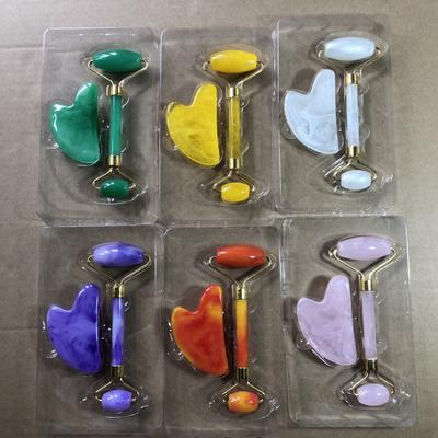 2 шт./компл. камень Гуа Ша для массажа лица розовый кварц нефритовый камень массажный ролик для лица скребок Гуа Ша доска