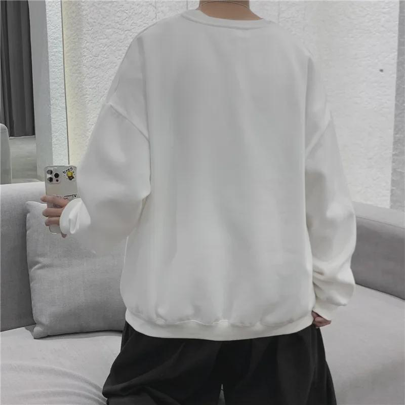 Мужская толстовка из утолщенного бархата осень/зима плюс - модная белая футболка с круглым вырезом