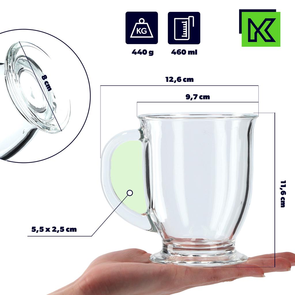 KADAX Glasses for Tea Coffee 460ml Mugs with Handle Set of Glasses 2 Pcs