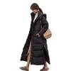 Sulliwayu Below-Knee Bench Coat, Hooded Padded Long Coat for Women (Black / Size S)