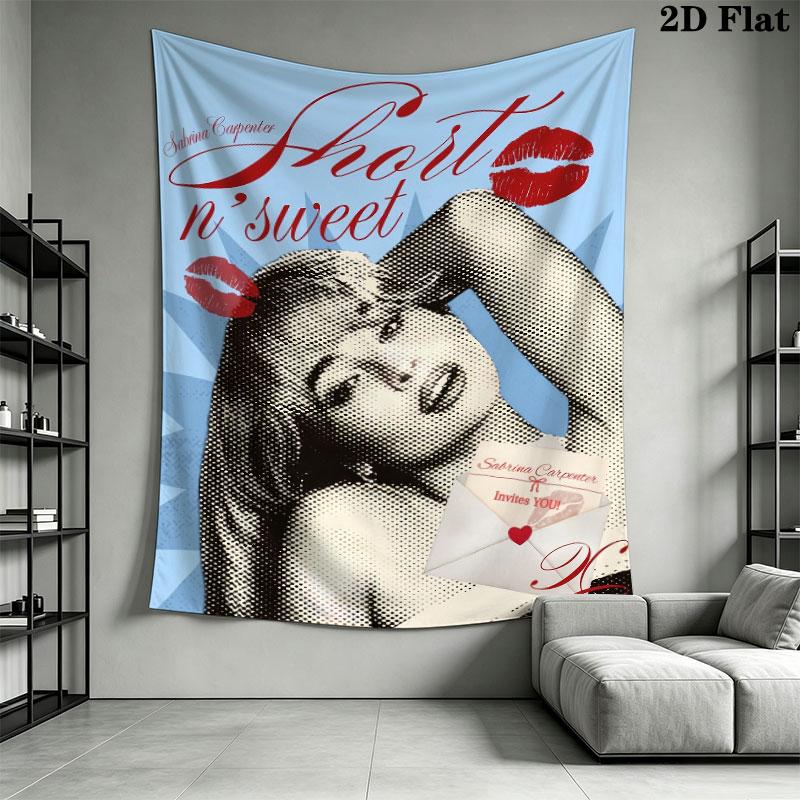 Sabrina Carpenter Rhythm Wall Hanging Printed Fabric Blanket Decorative Tapestries for Bedroom Living Room Home Decor