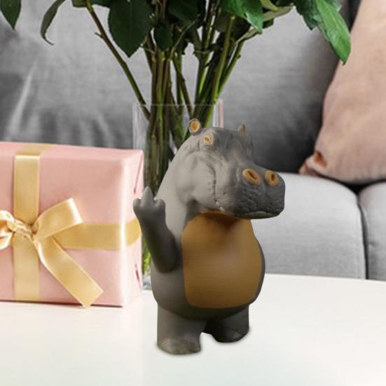 Стоящая фигурка бегемота, 3D-печатная настольная статуэтка бегемота, украшение на средний палец, статуэтка бегемота для книжной полки, автомобиля, спальни, подарок