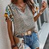 DAFIFY Женские винтажные богемные летние весенние повседневные свободные блузки и рубашки с цветочным узором и принтом с коротким рукавом и v-образным вырезом