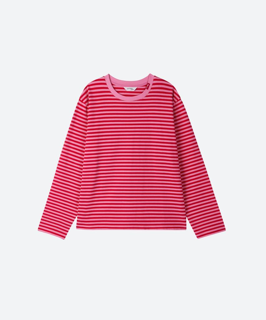 MOONSUN M.C Unisex, Stripe Long Sleeve T / Pink