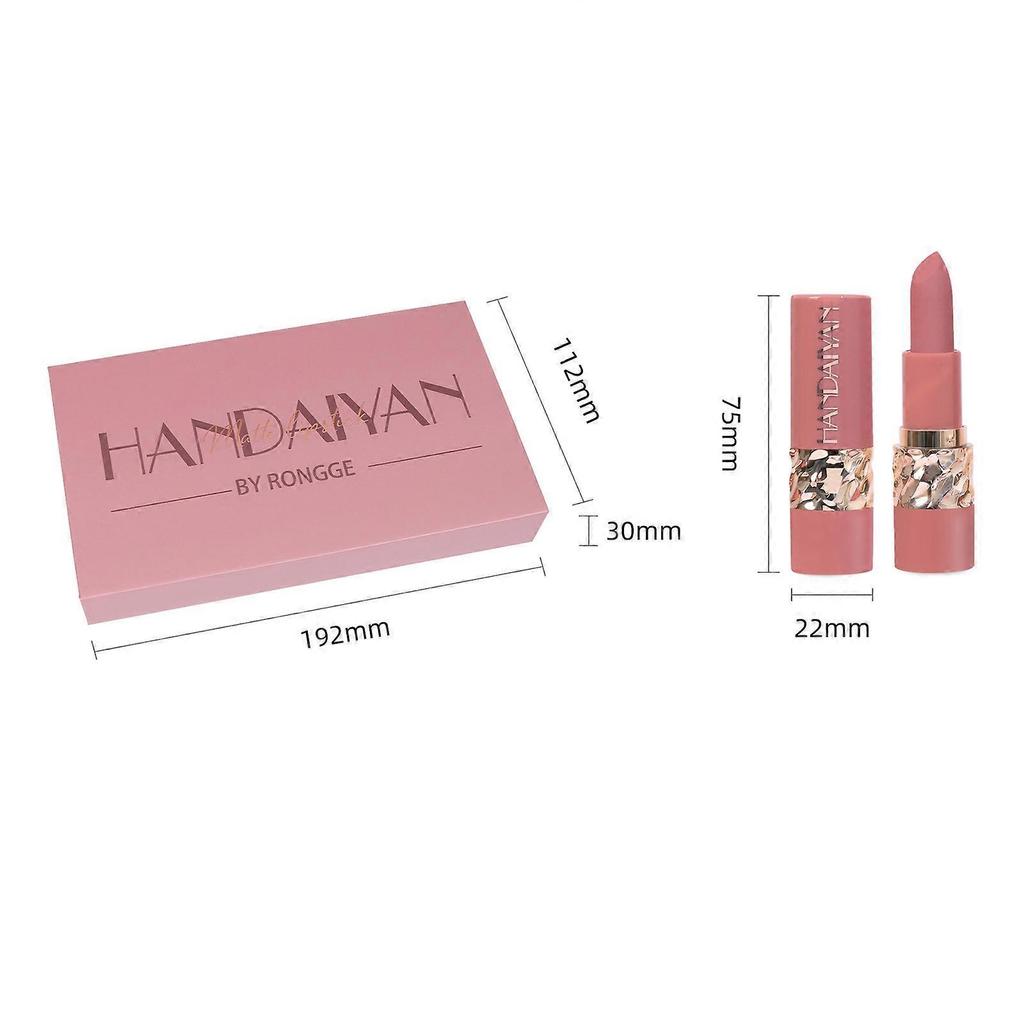 HANDAIYAN Matte Lipstick Set 6 Colors Long-Lasting Lipstick Natural Moisturizing Lipsticks for Lip Makeup Easy-to-Apply