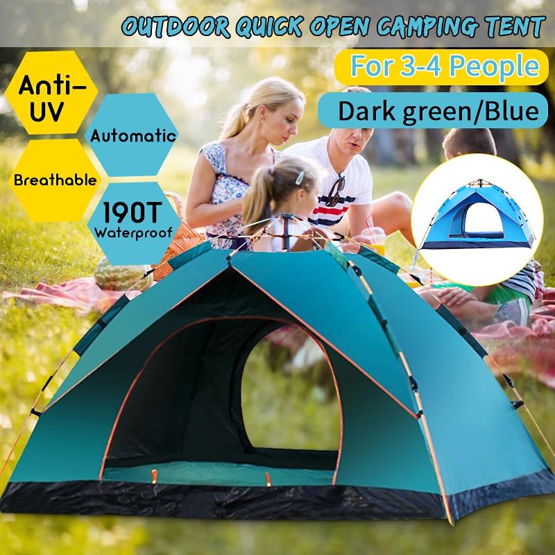 3-4 Person Waterproof Camping Tent Automatic Pop-Up Quick Shelter Outdoor Traveling Hiking Portable Tent