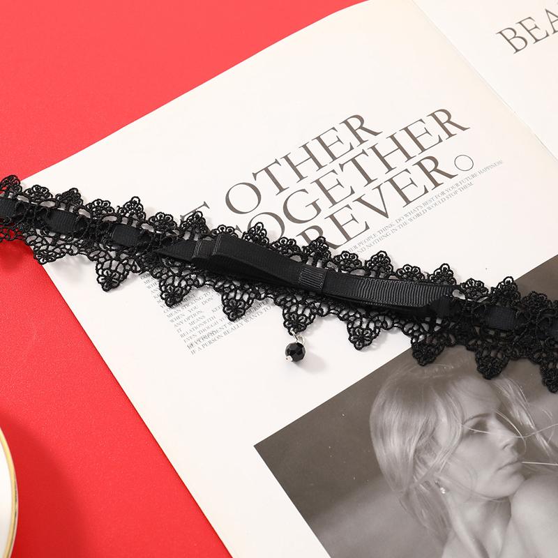 Korean Bowknot Girl Black Lace Choker Necklace Harajuku Loli Cute Collar