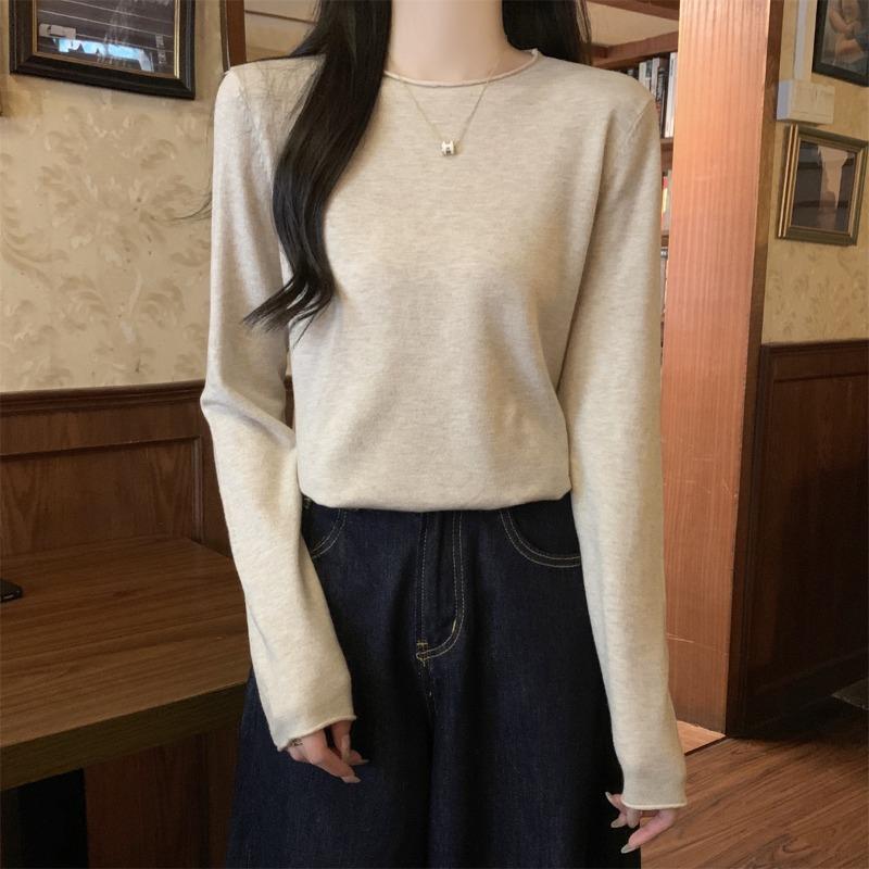 Свитер с плечами женский мягкий восковой внутренний вязаный свитер осень и зима повседневный простой базовый топ с длинными рукавами