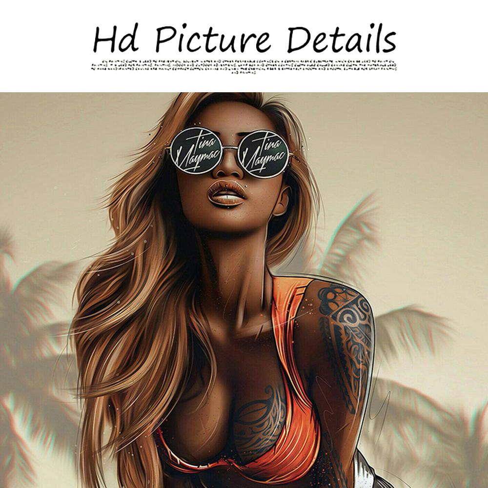 Тропическое сексуальное бикини для женщин печатает плакаты фотографии модная татуировка девушка настенная живопись на холсте для современной гостиной домашний декор