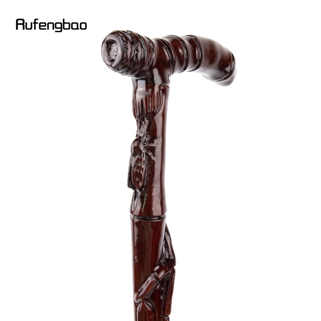 Brown Cicada Bamboo Wooden Single Joint Fashion Walking Stick Decorative Cospaly Cane Halloween Mace Crutch Wand Crosier 92cm