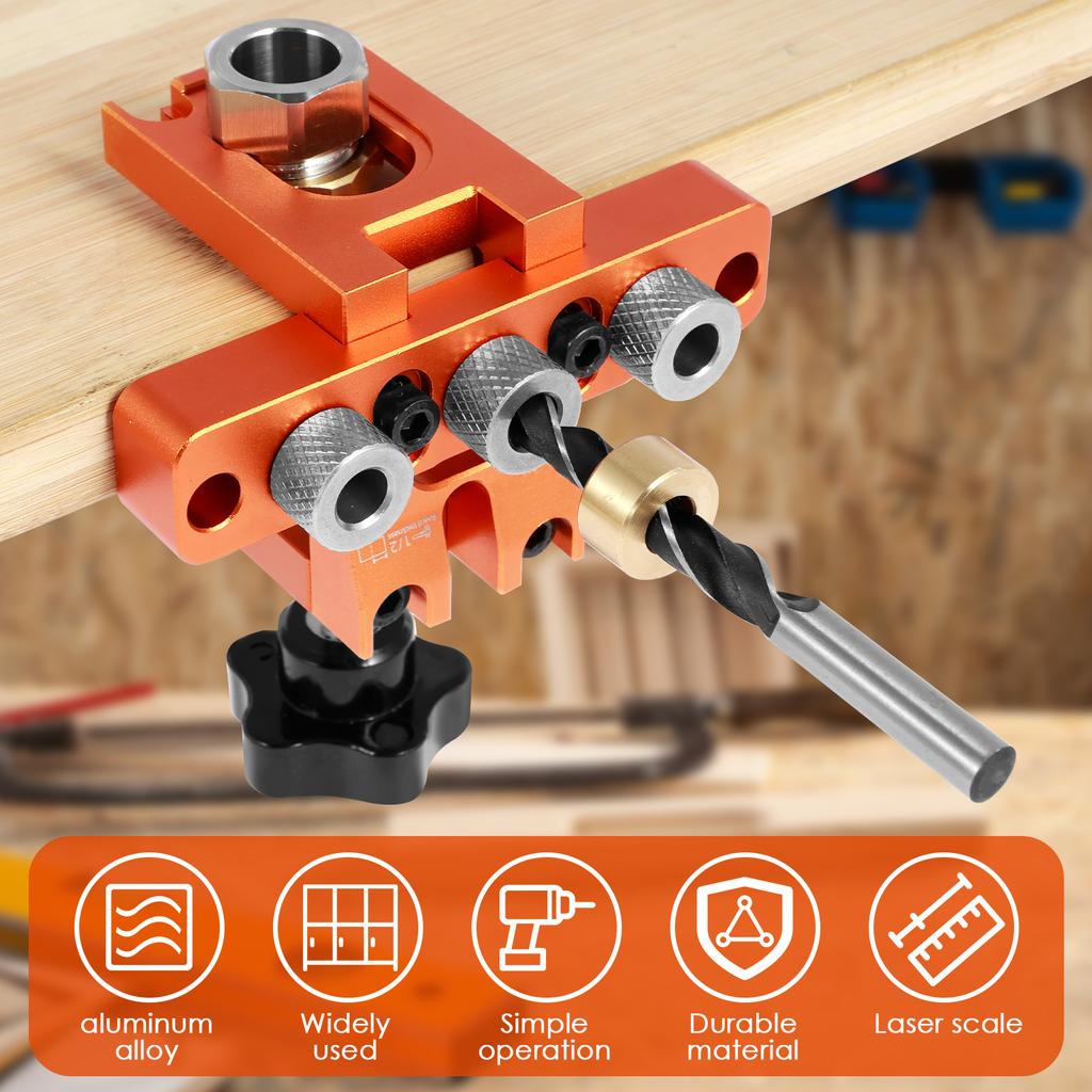 3 в 1Dowel Cam Jig Набор для установки дюбелей Направляющая для сверления Дюбелей Jig Карманный дырокол Jig Локатор Инструменты для деревообработки Отверстие 8/10/15 мм