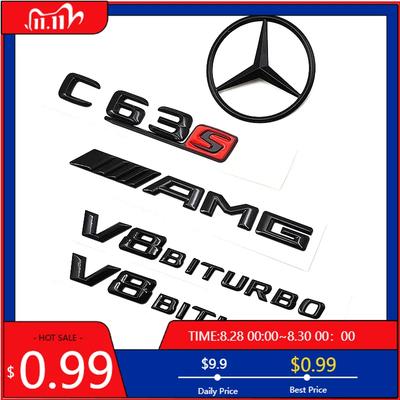 GLC GLB 3D Черные Буквы Логотипа C63S Значок V8 BITURBO Наклейка Звезда на Заднюю Часть Автомобиля Эмблема AMG на Багажник Для Mercedes Benz AMG W205 C205 Аксессуары