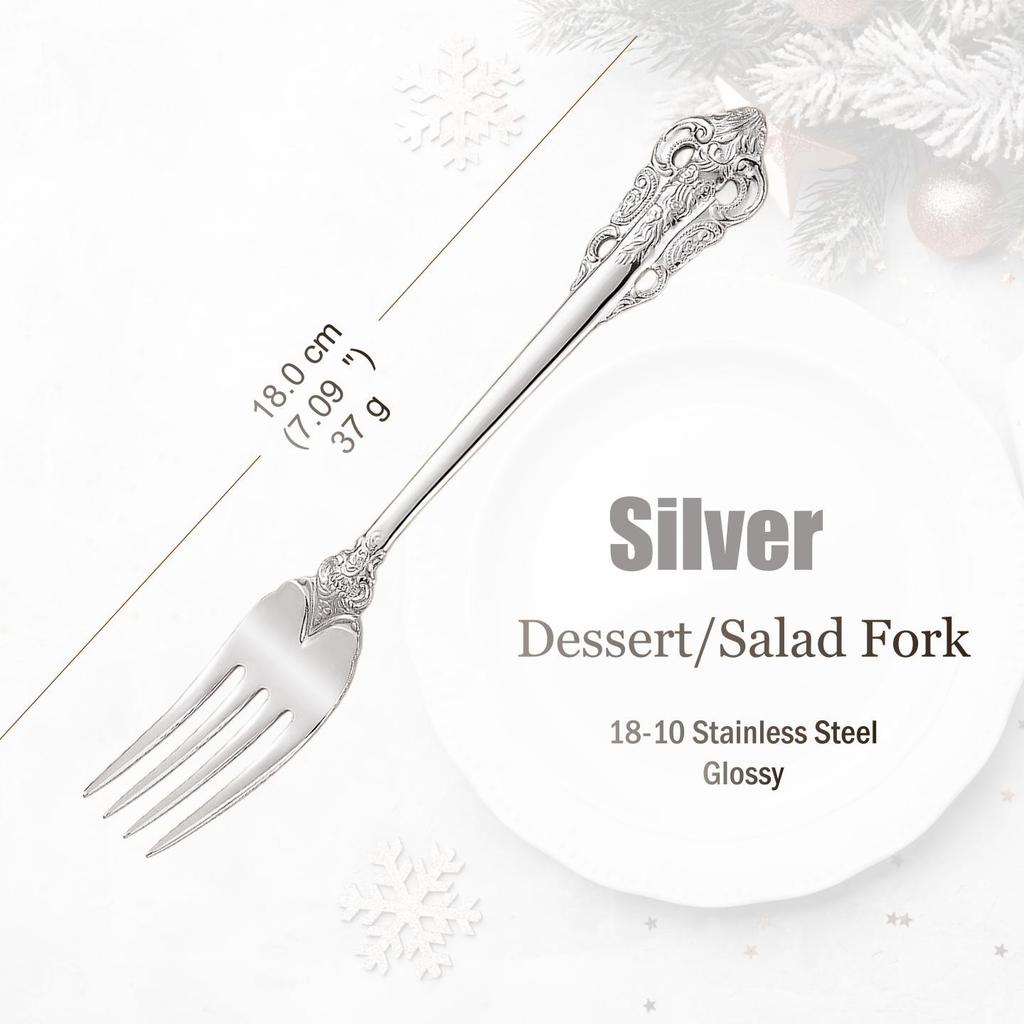 Набор столовых приборов из нержавеющей стали серебристого цвета, винтажные столовые приборы, ручки с полостью, столовое серебро для свадьбы, барокко, 18/10, глянцевое золото