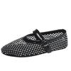 Crystal Mesh Women Flats Shoes Designer Casual Autumn Buckle Sandals 2024 New Fashion Trend Walking Soft Cozy Zapatillas Mujer