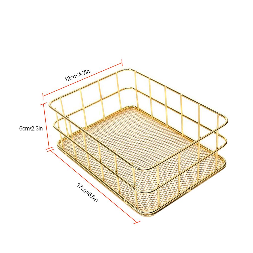 Корзина для хранения размера S/L, золотая железная корзина для хранения, многофункциональный сетчатый настольный органайзер для хранения плетеных принадлежностей для дома