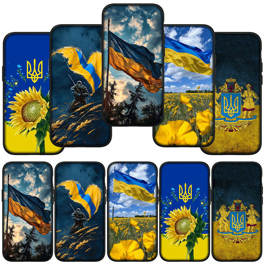 For iPhone 16 15 X XR Samsung Galaxy S24 S23 A16 A06 10Xiaomi Redmi Note 13 12 11 Pro Max 9 14 Plus Huawei OPPO Girl Ukraine Print Flag Map Phone Case
