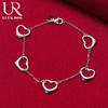 925 Sterling Silver Five Heart Bracelet  Fashionable Wedding Jewelry