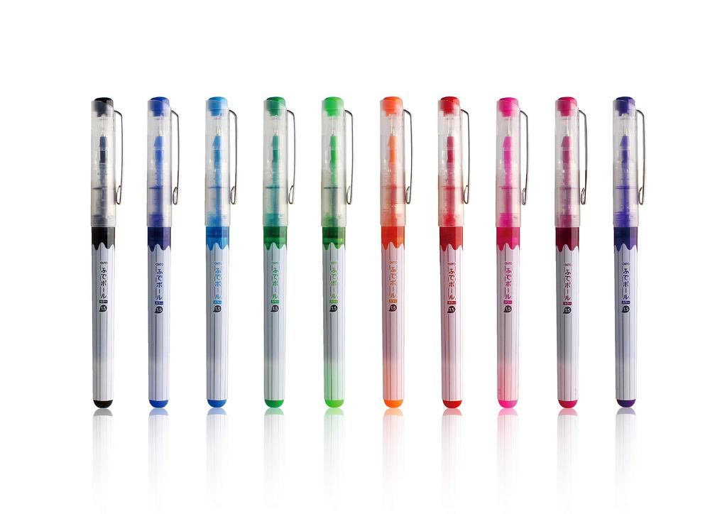 Auto Ballpoint Fudeball Box of Water-Based Pen, Color, Red, 10, CFR-150FBC-RD/10P