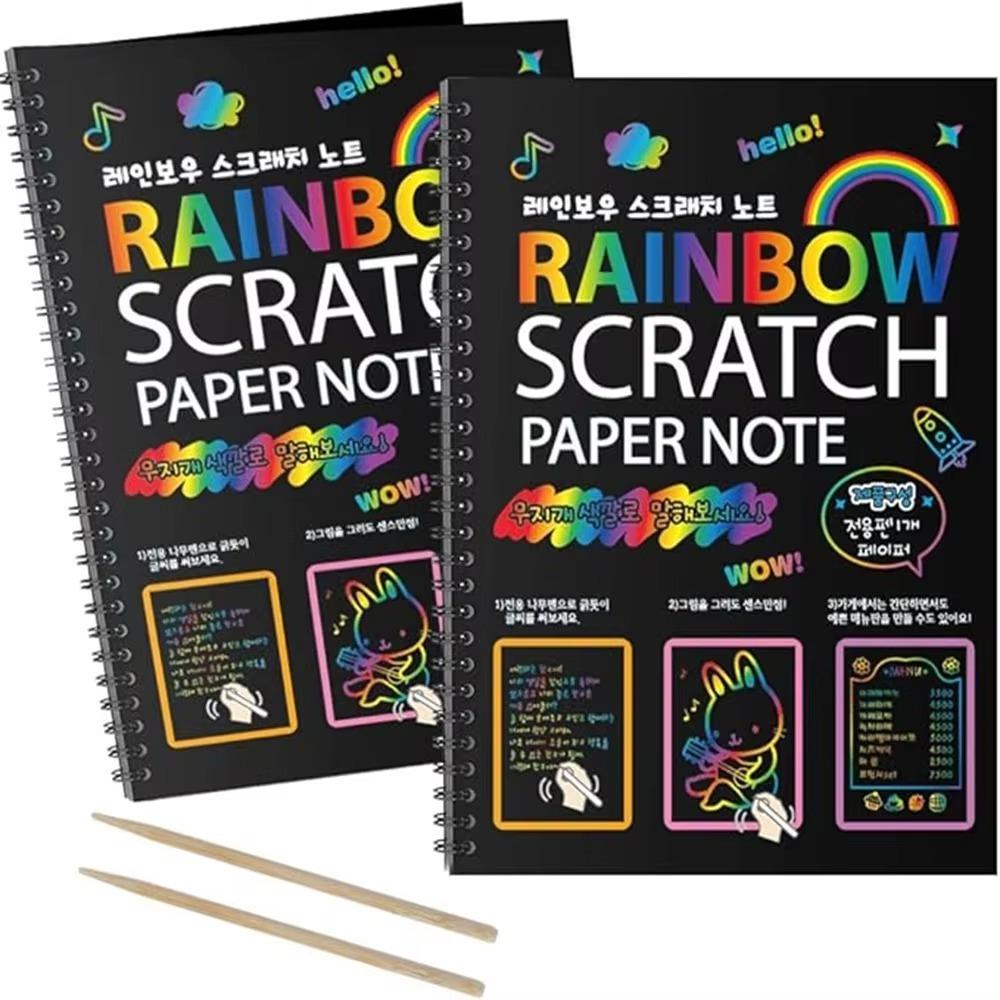 DIY Coloring Books Rainbow Drawing Board Cartoon Magic Scratch Paper for Kids