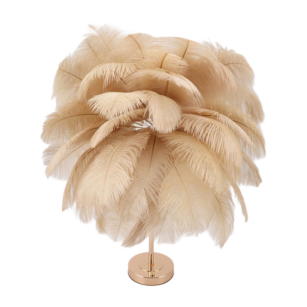 Ostrich Feather Table Lamp Rechargeable Modern Romantic Decoration Lamp Bedroom Bedside Lamp for