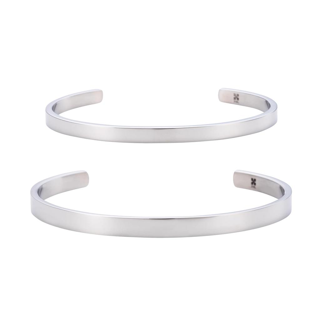 Эксклюзивный веб-браслет для пары, хирургическая нержавеющая сталь, простой плоский серебряный браслет [белый клевер] 4SBG015SV&4SBG016SV