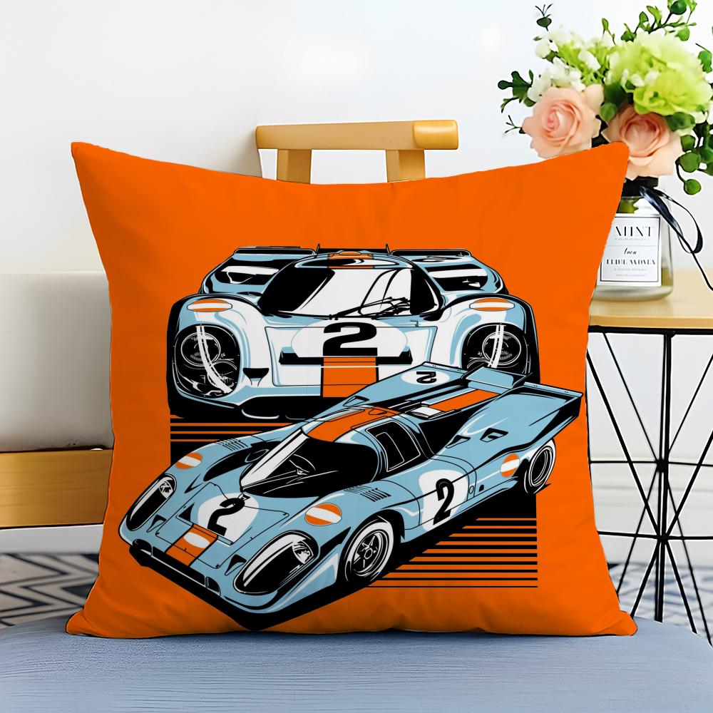 sports car illustration Cushion Cover Washable Linen comfort Soft for Sofa Bed Cozy Home Room Decor