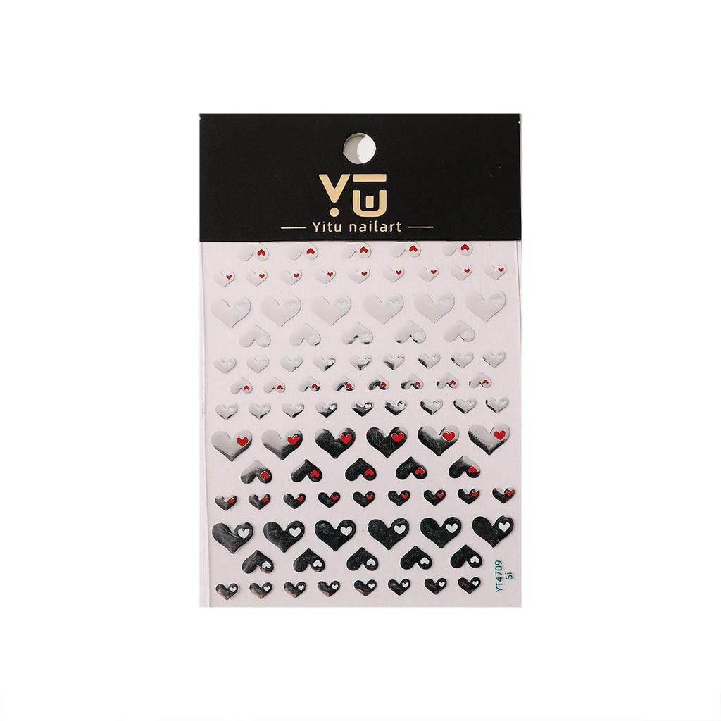 YITU Heart Nail Stickers YT4709: Exquisite, Solid Color, Adhesive-Backed Nail Art