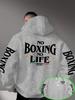 Men's Boxing Hoodie No Boxing No Life Graphic Back Print Oversized Streetwear Sportswear Pullover Sweatshirt Casual