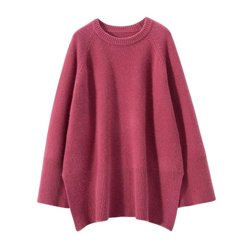 Autumn and Winter New Loose Large Size Knitted Sweater Women's Casual Lazy Style Bottomed Pullover Sweater