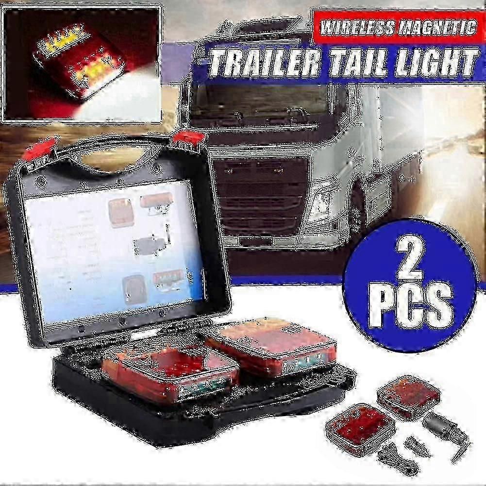 2 Piece Wireless Magnetic LED Tail Lights for Truck Trailer Rear Safety Signal and Warning Lighting