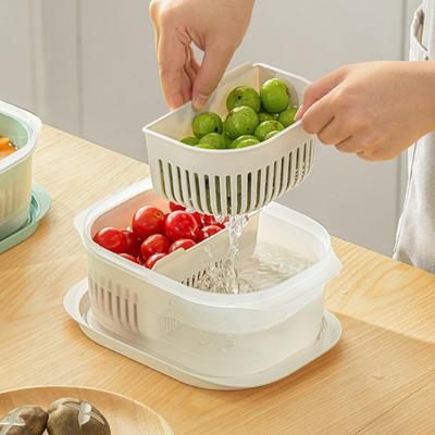 Коробка-корзина Пыленепроницаемая со съемным сливом Крышка для хранения в холодильнике Прозрачная видимая двухслойная большая