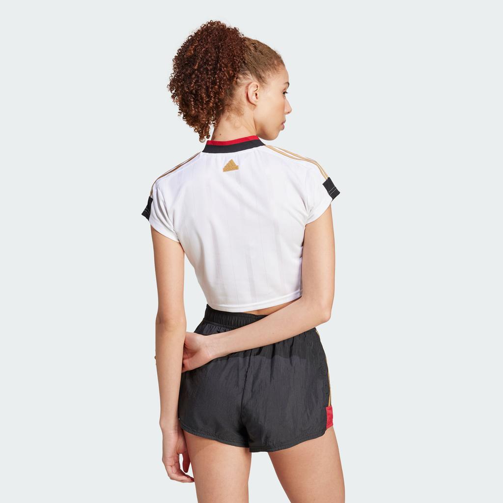 Adidas Tiro Cut 3-Stripes Crop Jersey V-Neck Short Sleeve T-Shirt Women Tops White IW6800