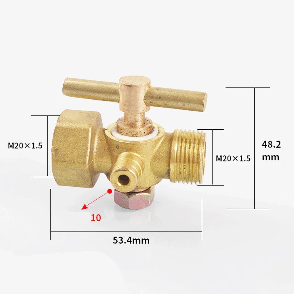 M14 M20 Metric Female To Mae x 10mm Hose Barb Brass Tee 3 Ways Petcock Tap Valve With Hanlde For Cooker Drainer