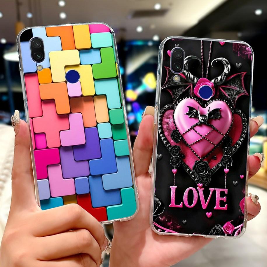 Для чехла Xiaomi Redmi 7 7A Чехол Роскошный Расписной Мягкий Прозрачный Силикон ТПУ Ударопрочный Чехол Для Xiaomi Redmi Note 7 Pro Note7 Coque