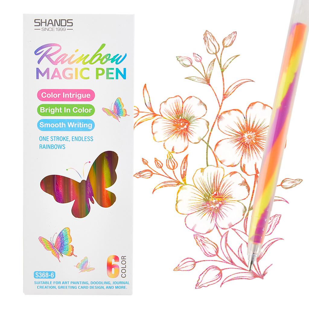 Gradient Rainbow Spiral Neutral Pen, One-Stroke Three-Color Greeting Card DIY Colored Pencil, Shimmer Outline Gel Pen