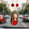 Милая статуэтка Марии, украшение салона автомобиля, ручная работа, вязаный крючком шарм Девы Марии для зеркала заднего вида, религиозное подвесное украшение, подарок-благословение для семьи