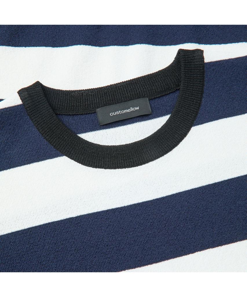 Keoseuuteommellou Black Stripes Round Neck Sweater Cwwam26424Bkx