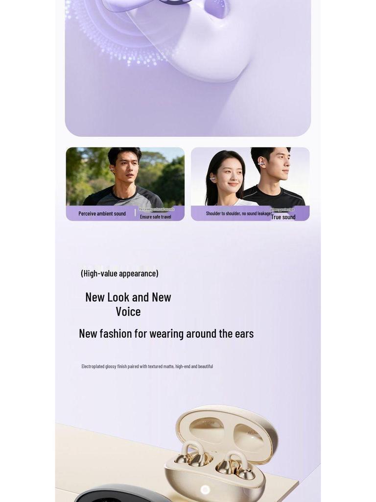 S480 Wireless Bluetooth Headset: Stylish Clip-On, High-Quality Sound, Long Battery, Ideal for Sports & Running.