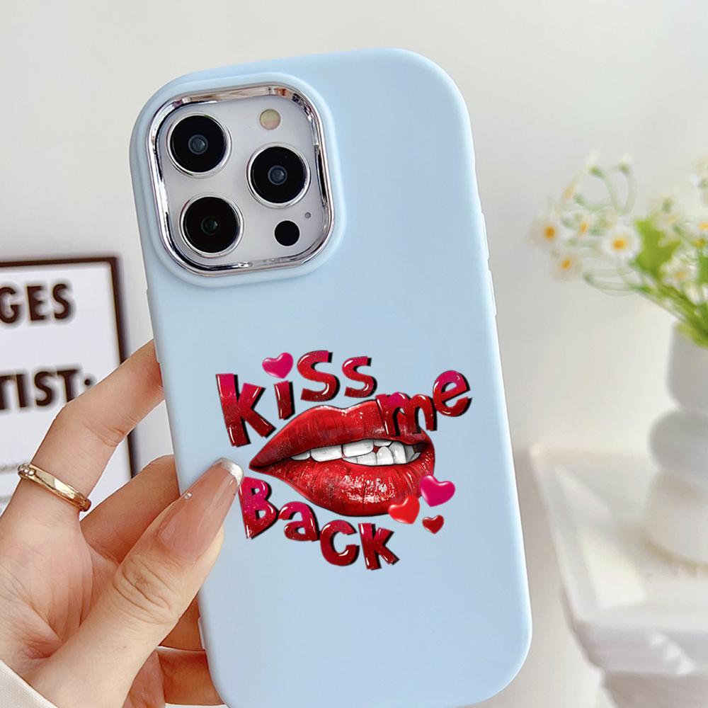 LZ21 Lips Kiss Design Art Soft Phone Case for Samsung S24 Ultra S23 Plus S21 A16 A54 A34 A05s A06 Infinix Hot 40 30i Lens Protection Shockproof Cover