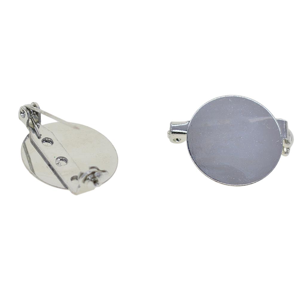 20 Pieces Round Brooch Base Blank Tray Safety Pins Bronze