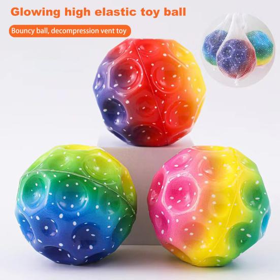 Moon Space Bouncy Balls for Kids Unique Sound Effects Jumping Ball LED Light-Up
