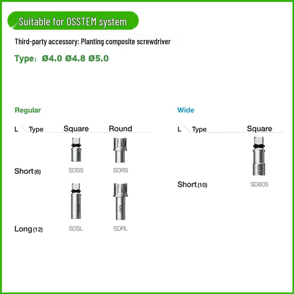 Universal Osstem Composite Dental Implant Screwdriver - 4.8 Thread for Prosthetic Processing
