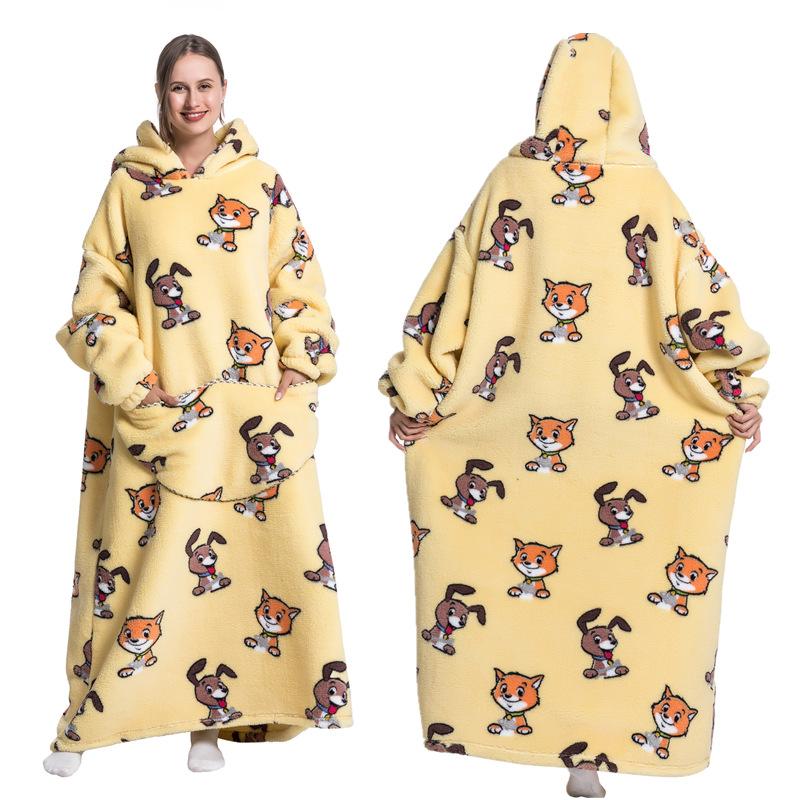 Зимний теплый флисовый халат с капюшоном для женщин, большое одеяло 140 см с рукавами, флисовые теплые толстовки, толстовки, гигантское ТВ-одеяло, женский халат с капюшоном