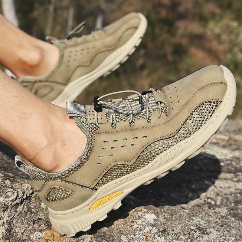 Модные летние кроссовки на сетке для улицы, качественная кожа, мужская повседневная обувь, уличные дышащие балетки, кроссовки, мужская удобная обувь для ходьбы