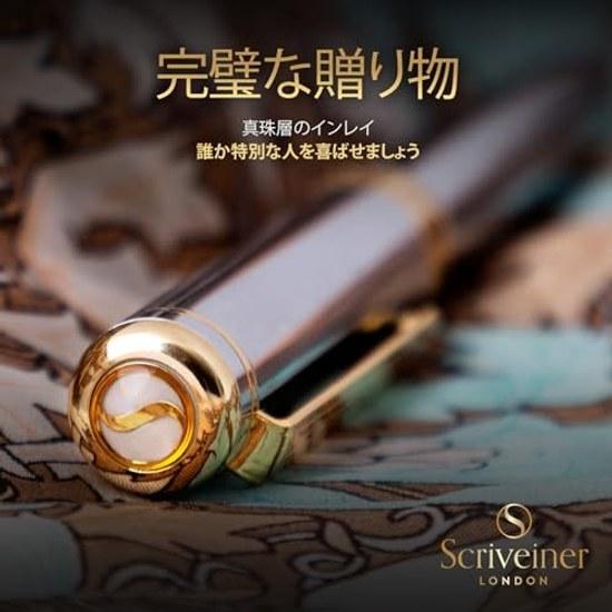 Scriveiner Premium Fountain Pen (Silver) Attractive Beauty Genuine Gold-Plated Schmidt Nib (Fine) Ideal Both Men Women Professional Executive Elegant