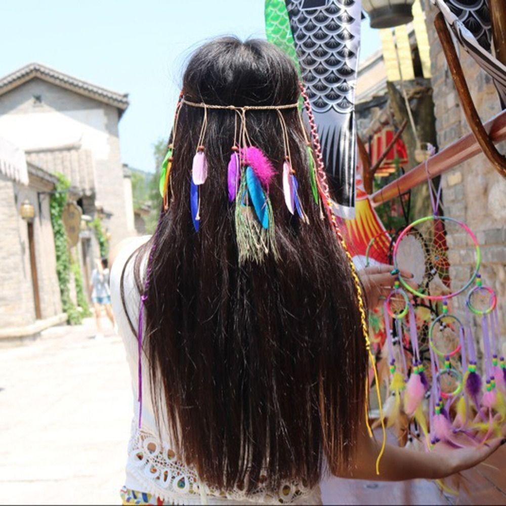 Стильный головной убор с перьями павлина, повязка на голову с перьями, индийские аксессуары для волос, женские повязки для волос с кисточками